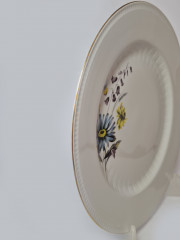 Bareuther Bavaria Винтажное круглое блюдо с позолоченным краем "Полевые цветы", 29см, Германия, 1960-70гг.