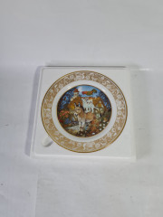 Тарелка коллекционная винтажная Franklin Porzellan, сказки братьев Гримм "Бременские музыканты", 20 x 2 см, Германия, 1978г.