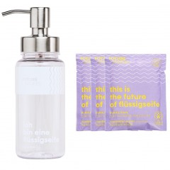 FUTURE STORIES Vorteilskit 3er Set Flussigseifen Pulver Lavendel &amp; Bergamotte inkl. Pumpspender  Набор Advantage Kit из 3 жидких мыльных порошков лаванды и бергамота, включая помпу-дозатор