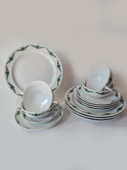 Furstenberg Винтажный чайный сервиз на 4 персоны с зеленым цветочным рисунком, Германия, 1960-70гг.