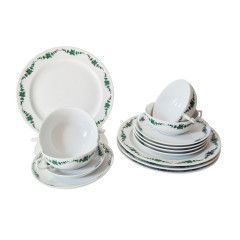 Furstenberg Винтажный чайный сервиз на 4 персоны с зеленым цветочным рисунком, Германия, 1960-70гг.