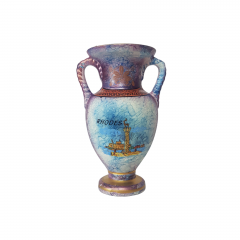 Керамическая ваза в греческом стиле с двумя ручками "Родес", 18,5 x 12 см, Греция, 1970-80гг.