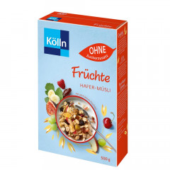 Kölln Muesli Fruits without Added Sugar, 500 g Овсяные цельнозерновые хлопья с кусочками фруктов 500г
