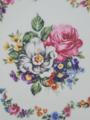 Schumann Круглое фарфоровое блюдо с ажурным краем и цветочным рисунком, 19 x 4,5 см, Германия, 1960-70гг.