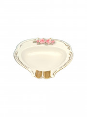 Пепельница винтажная Dekor Dresden c розовыми цветами и позолотой, фарфор, 14 х 3 см, Германия, 1960-70гг.