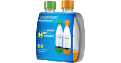 SodaStream SodaStream PET-Flasche 0,5 Liter Tropfenform, Duopack, Trinkflasche transparent, 1x orange, 1x grun transparent ПЭТ-бутылка SodaStream, каплевидная форма, 0,5 л, двойная упаковка, прорачная бутылка для питья, 1 оранжевая, 1 зеленая