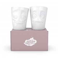 Fiftyeight Products TV Tassen Becher ohne Henkel Set 2-tlg. - vergnugt & verdutzt 0,35 L Набор чашек для телевизора без ручки 2 шт. - счастливый и озадаченный 0,35 л