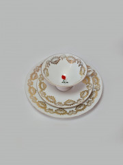 Bareuther Waldsassen Bavaria Чайное трио с позолоченным узором "Красная роза", Германия, 1960-70гг.