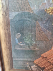 Картина винтажная "Мансарды старого города" Spitzweg, 34,5 x 23,5 см, Германия, 1960-70гг.