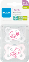 MAM MAM Night Силикон 0-6 Месяцам , Mädchen, 2 шт