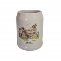 Немецкая пивная кружка винтажная W.Germany с изображением ворот Порта-Нигра в Трире, керамика, 0.5 л, 14 см, Германия, 1960-70гг.