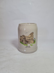 Немецкая пивная кружка винтажная W.Germany с изображением ворот Порта-Нигра в Трире, керамика, 0.5 л, 14 см, Германия, 1960-70гг.