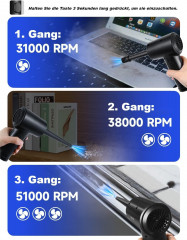 Lannister Lannister Akku-Handstaubsauger Druckluft Staubwedel 6000mAh 51000RPM drei Geschwindigkeitsregelung, LED-Licht eine Taste starten eine Vielzahl von Dusen Беспроводной ручной пылесос Lannister, тряпка со сжатым воздухом, 6000 мАч, 51000 об/мин, т