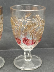 Бокалы для вина винтажные Romer "Вишни" , на ножке, с позолотой, стекло, 2 шт., 14 х 7.5 cм, Германия, 1960-70гг.