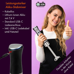 ProfiCook ProfiCook Stabmixer PC-SM 1237 A, 25 Min. Akkulaufzeit, 3 Stufen  Ручной блендер ProfiCook PC-SM 1237 A, время автономной работы 25 минут, 3 уровня