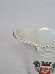 Ваза винтажная "Герб Остербурга, Альтмарк", белый фарфор с позолоченным рельефным краем Plankenhammer, 7,5 x 11,5 x 12 см, Германия, 1960-70гг.