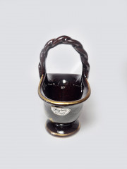 Jasba Keramik Керамическая корзинка с ручкой черная с позолотой, 13 x 9,5 см, Германия, 1960-70гг.