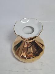 Подсвечник винтажный Wundsiedel Bavaria в золотом, фарфор, 10 х 8 см, Германия, 1970-80гг.