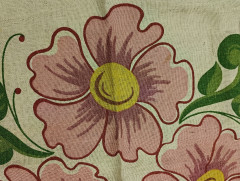 Скатерть винтажная Claudio Bernini с изображением букета розовых цветов, 100 х 98 см, Италия, 1970-80гг.