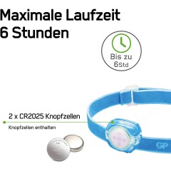 GP Batteries Stirnlampe GP CH31 40lumen 2X CR2025 Blau Налобный фонарь GP CH31 40 люмен 2X CR2025 Синий