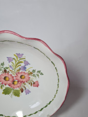 Gollhammer Keramik Керамическое глубокое сервировочное блюдо "Полевые цветы" в розово-бордовых тонах, 22,5 x 6 см, Германия, 1960-70гг.