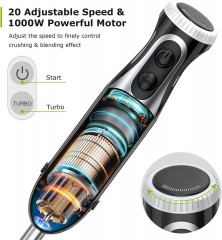 EUARY EUARY Stabmixer Elektrische Stabmixer 5 in1 Purierstab Set Mixstab Hand Blender Mixer, Purierstabmixer Edelstahl 5 in 1 set 1000w Handmixer Zauberstab Mixer  Ручной блендер EUARY, электрический ручной блендер, набор ручных блендеров 5 в 1, палочка д