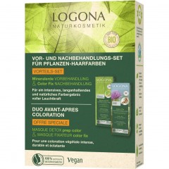Logona Vor- & Nachbehandlung Pflanzenhaarfarbe Растительная краска для волос до и после обработки
