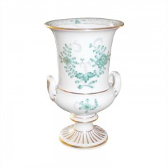 Meissen Meissen  'Neuer Ausschnitt - Indische Malerei 2 mit Kante grun Goldpunkte mit Goldrand' Vase / Pokal 13 cm Meissen "New Section - Indian painting 2 с краем из зеленых золотых точек с золотым ободком" ваза/чашка 13 см