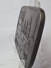 Декоративное панно винтажное Buderus, Modell Mootz, металлическое панно с объемным рельефным изображением г.Мюнхена в год XX Олимпийских игр, 17 x 12 см, Германия, 1974гг.