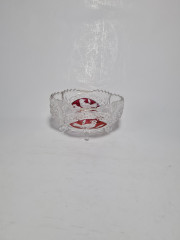 Салатница винтажная Hofbauer с изображением красной птицы, хрусталь, 12.5 х 7 см, Германия, 1960-70гг.