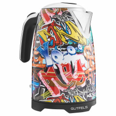 Gutfels Gutfels Wasserkocher WATER 3010 G, 2200 W, Graffiti-Style, 1,7 Liter, 2200 Watt, 360 Grad Sockel Чайник Gutfels WATER 3010 G, 2200 Вт, стиль граффити, 1,7 литра, 2200 Вт, основание 360 градусов
