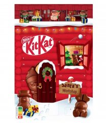 KitKat Adventskalender 3stk Адвент-календарь 2025, 24 шоколадные фигурки с хрустящими вафлями, 41см х 28см, 208 грамм х 3 штуки