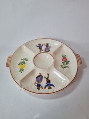 Тарелка-менажница Alpine Peasant Ware с ручками, ручная роспись, 35 см, Германия, 1960-70гг.
