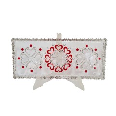 Блюдо винтажное "Красные сердечки" для закусок, прямоуг., 33.5 x 15 см, Германия, 1960-70гг.