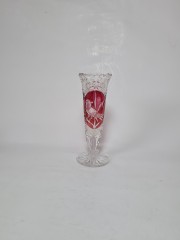 Red Bird Hofbauer Хрустальная ваза &quot; Птица на красном фоне&quot; 17см x 6см, 1970-80гг.