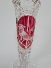 Red Bird Hofbauer Хрустальная ваза &quot; Птица на красном фоне&quot; 17см x 6см, 1970-80гг.