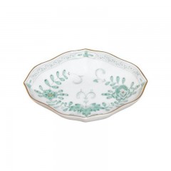 Meissen Meissen  'Neuer Ausschnitt - Indische Malerei 2 mit Kante grun Goldpunkte mit Goldrand' Schalchen 10 cm Meissen "New Section - Индийская роспись 2 с краем из зеленых золотых точек с золотым ободком" чаша 10 см