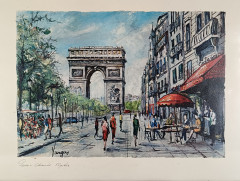 Картина винтажная Vargas "Париж. Елисейские поля", в раме, 40 х 29 см, Германия, 1980-90гг.