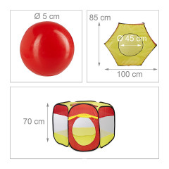 relaxdays Ballebad mit Ballen 100 Stuck Шариковый пул с шариками 100 шт.