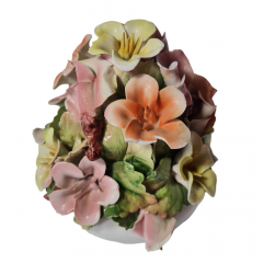 JRJS CLUJ Декоративная фигурка &quot;Разноцветные цветы в вазе&quot;, ручная работа,  17см x 14см, Румыния, 1960-70гг.