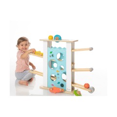 howa Kugelbahn aus Holz mit 6 Rollelementen Деревянная дорожка для мячей с 6 элементами качения.