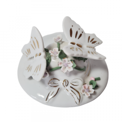 Винтажная статуэтка с позолотой &quot;Бабочки на цветах&quot;, 12см x 6см, Германия, 1960-70гг.