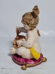 Статуэтка винтажная &quot;Девочка с барабаном&quot;, фарфор, 8 x 11,5 см, Италия, 1960-70гг.