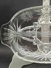 Блюдо винтажное Anchor Hocking &quot;Звезда Давида&quot;, с ручками, ручная огранка, хрустальное стекло, 25 х 15 см, США, 1960-70гг.