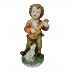 Фигурка винтажная Im Stil Goebel / R.O.C &quot;Мальчик с гитарой и кроликом&quot;, ручная роспись, керамика, 19 см, Тайвань, 1960-70гг.