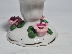 Подсвечник винтажный Dresden с розами, фарфор, 6.5 см, Германия, 1960-70гг.