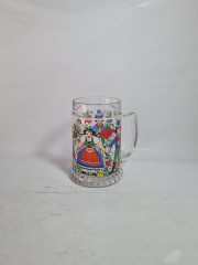 Кружка пивная винтажная W.Germany с ярким декором "Влюбленная парочка", стекло, 0.5 л, 2 шт., 14,5 см, Германия, 1960-70гг.