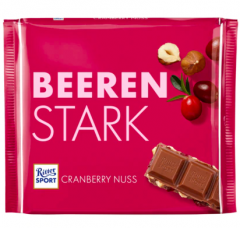 Ritter Sport Schokolade Cranberry Nuss 250g, Риттер Спорт Клюква и лесной орех 250г