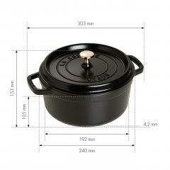 Staub Staub Br\u00e4ter Cocotte 24cm rund schwarz Staub Br>4ter Кокотка 24см круглая