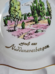 Пепельница винтажная Plankenhammer Floss Bavaria "Пейзаж в Нуддернбергене", фарфор, 8,5 x 1,5 см,  Германия, 1960-70гг.